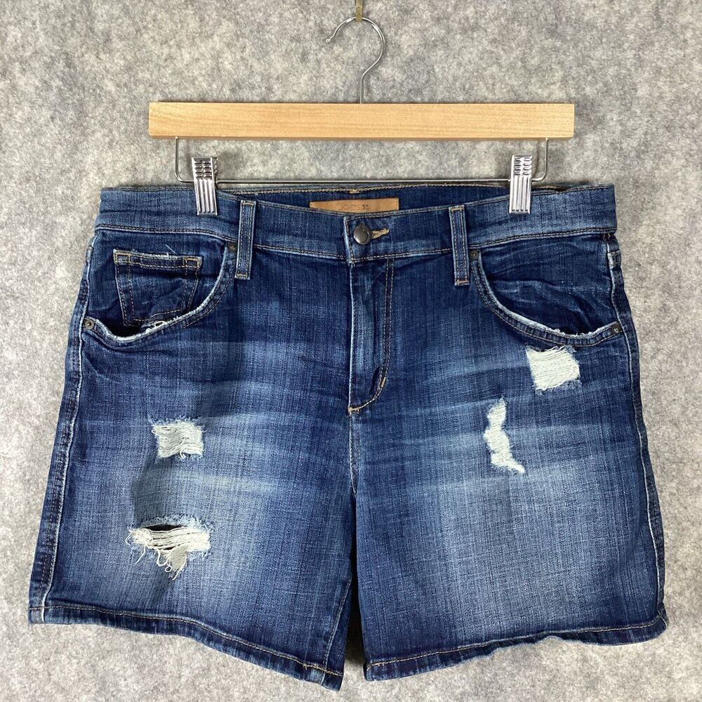 Joes Jeans Womens Size 29 Blue Distressed Bermuda Shorts Denim Stretch